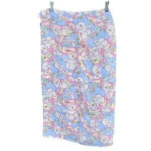 Vintage Ken Done Happy Koala Print Pure Linen Tea Towel Pastel Blue Pink 17 x 29